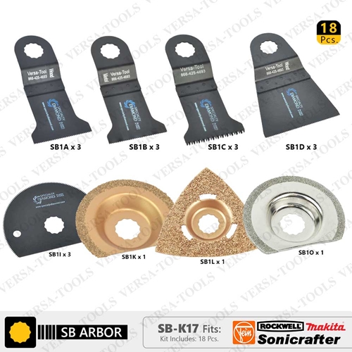 (TMT Only)  18 PC  Universal Oscillating Saw Blade Set  (SB3A,3B,3C,3D,3I,1O,1L,1K)