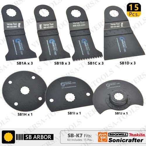 15 PC  Oscillating Saw Blade Set for Sonicrafter    (SB3A3B3C3D1H1I1J)
