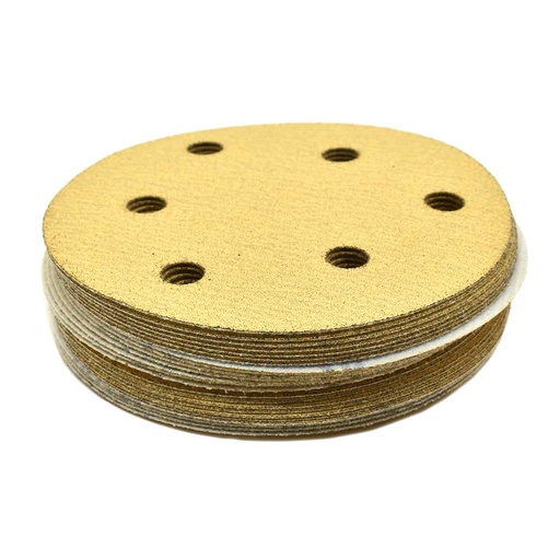 120 Grit 5" Diameter 5-Hole H&L Sanding Paper - 25/Pack (Ceramic Aluminum Oxide)