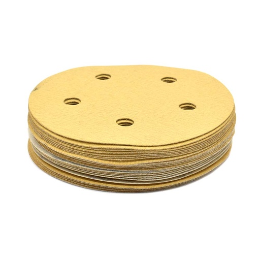 240 Grit 5" Diameter 5-Hole H&L Sanding Paper - 25/Pack (Ceramic Aluminum Oxide)