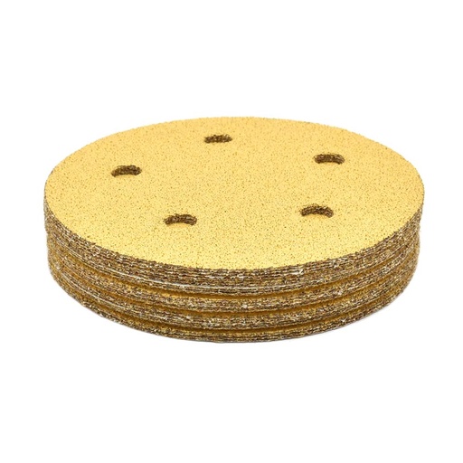 60 Grit 5" Diameter 5-Hole PSA Sanding Paper - 25/Pack (Ceramic Aluminum Oxide)