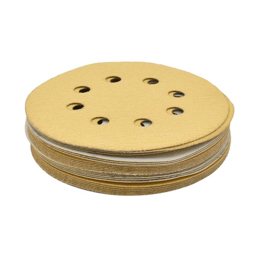 240 Grit 5" Diameter 8-Hole H&L Sanding Paper - 25/Pack (Ceramic Aluminum Oxide)