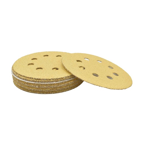 60 Grit 5" Diameter 8-Hole PSA Sanding Paper - 25/Pack (Ceramic Aluminum Oxide)