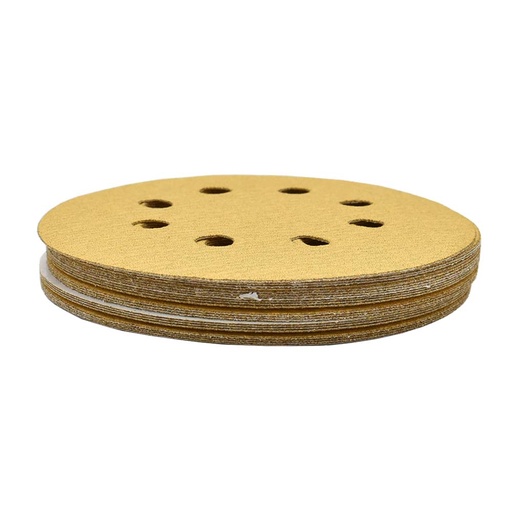 150 Grit 5" Diameter 8-Hole PSA Sanding Paper - 25/Pack (Ceramic Aluminum Oxide)